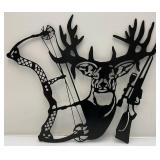 19" x 22 1/2" Powder Coated Metal Hunting Collage Wall Hanging