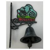 Vintage Casted Metal Holland Hanging Bell 8"