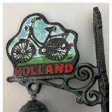 Vintage Casted Metal Holland Hanging Bell 8"