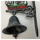 Vintage Casted Metal Holland Hanging Bell 8"