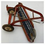 Vintage Ertl John Deer Miniature Die Cast Narrow Front-End Tractor 5" & Ertl 1:16 Scale International Harvester Pull Side Delivery Hay Rake & More