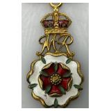 Vintage WWI Medal Pin Badge Queen Mary Needlework Guild Q.M.N.G. On Original hanging Ribbon