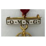 Vintage WWI Medal Pin Badge Queen Mary Needlework Guild Q.M.N.G. On Original hanging Ribbon