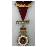 Vintage WWI Medal Pin Badge Queen Mary Needlework Guild Q.M.N.G. On Original hanging Ribbon