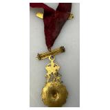 Vintage WWI Medal Pin Badge Queen Mary Needlework Guild Q.M.N.G. On Original hanging Ribbon