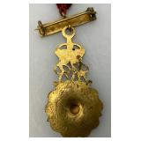 Vintage WWI Medal Pin Badge Queen Mary Needlework Guild Q.M.N.G. On Original hanging Ribbon