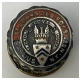 Vintage 10K Saint Johns School 4 Years Service Metal 2 3/4" & Sterling Silver St. Johns Old Boys Assn. NY Pin 9/16"