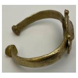 Antique Hand Made Heavy Brass Ghana Tribal Bracelet 3 Oz.