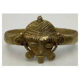 Antique Hand Made Heavy Brass Ghana Tribal Bracelet 3 Oz.