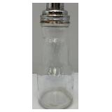 Vintage Glass Oil Bottle With Chrome Fliller Top With Cap 15"