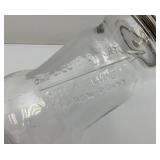 Vintage Glass Oil Bottle With Chrome Fliller Top With Cap 15"