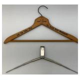 Vintage Portable Pocket Clothes Hanger & Curtis Hotel Wooden Hangers