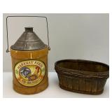 Vintage Chicken Feed Seed Bucket Wood And Metal