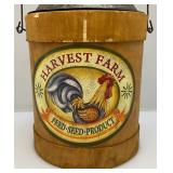 Vintage Chicken Feed Seed Bucket Wood And Metal
