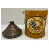 Vintage Chicken Feed Seed Bucket Wood And Metal