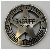 Thombstone Arizona Territory Sheriff Badge, Old West Star 1 1/4"