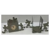 Disney Mickey Mouse Metal Clock And Book Ends