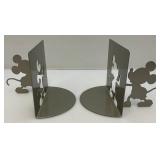 Disney Mickey Mouse Metal Clock And Book Ends