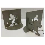 Disney Mickey Mouse Metal Clock And Book Ends