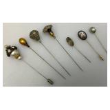 Vintage Hat Pins & Holder Some Sterling Silver