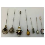 Vintage Hat Pins & Holder Some Sterling Silver