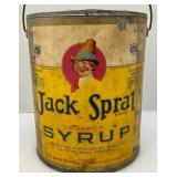 RARE Vintage Jack Sprat Brand Golden Syrup Collectible Ten Pound Can with Lid