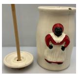 Ceramic Aunt Jemima Butter Churn 13 1/4" Tall Has Cracks & Chips Present