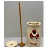 Ceramic Aunt Jemima Butter Churn 13 1/4" Tall Has Cracks & Chips Present