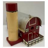 Handmade Wood & Metal Folk Art Barn Birdhouse 9 1/2"H x 12" L x 8 1/2" Wide