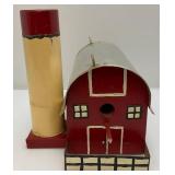 Handmade Wood & Metal Folk Art Barn Birdhouse 9 1/2"H x 12" L x 8 1/2" Wide
