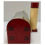Handmade Wood & Metal Folk Art Barn Birdhouse 9 1/2"H x 12" L x 8 1/2" Wide
