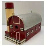 Handmade Wood & Metal Folk Art Barn Birdhouse 9 1/2"H x 12" L x 8 1/2" Wide