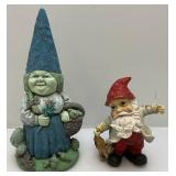 Vintage Garden Gnomes 13" & 7 1/2" = Bottom Broke