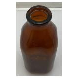 Vintage 6 Section Metal Quart Size Milk/Oil Bottle Carrier With Six Quart Size Milk Bottles Including Amber Colored