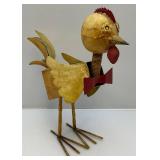 Metal Chicken Lawn Décor Piece With Spring Neck 18"