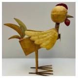 Metal Chicken Lawn Décor Piece With Spring Neck 18"
