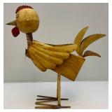 Metal Chicken Lawn Décor Piece With Spring Neck 18"