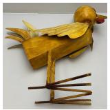 Metal Chicken Lawn Décor Piece With Spring Neck 18"