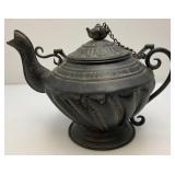 Antique Torch & Large Asain Style Metal Pot