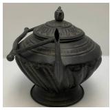 Antique Torch & Large Asain Style Metal Pot