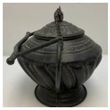 Antique Torch & Large Asain Style Metal Pot
