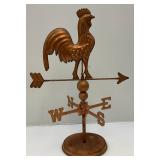Metal Copper Colored Rooster Weathervane Décor 17"