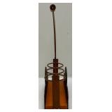 Vintage Sunny Soda Pop Holder With Vintage 7UP & Squirt Bottles