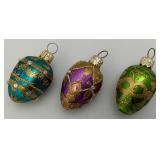 Vintage Swieze Jaja Poland Set Hand Decorated Glass Ornaments 6 Eggs With Original Carton