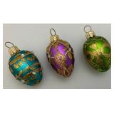 Vintage Swieze Jaja Poland Set Hand Decorated Glass Ornaments 6 Eggs With Original Carton