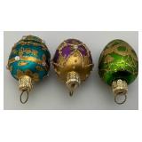Vintage Swieze Jaja Poland Set Hand Decorated Glass Ornaments 6 Eggs With Original Carton
