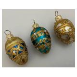 Vintage Swieze Jaja Poland Set Hand Decorated Glass Ornaments 6 Eggs With Original Carton
