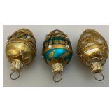 Vintage Swieze Jaja Poland Set Hand Decorated Glass Ornaments 6 Eggs With Original Carton