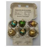 Vintage Swieze Jaja Poland Set Hand Decorated Glass Ornaments 6 Eggs With Original Carton