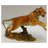 Vintage Hamelton Collection "Powerful Leap" By David Geenty Resin Tiger Statue 9" L x 6" T